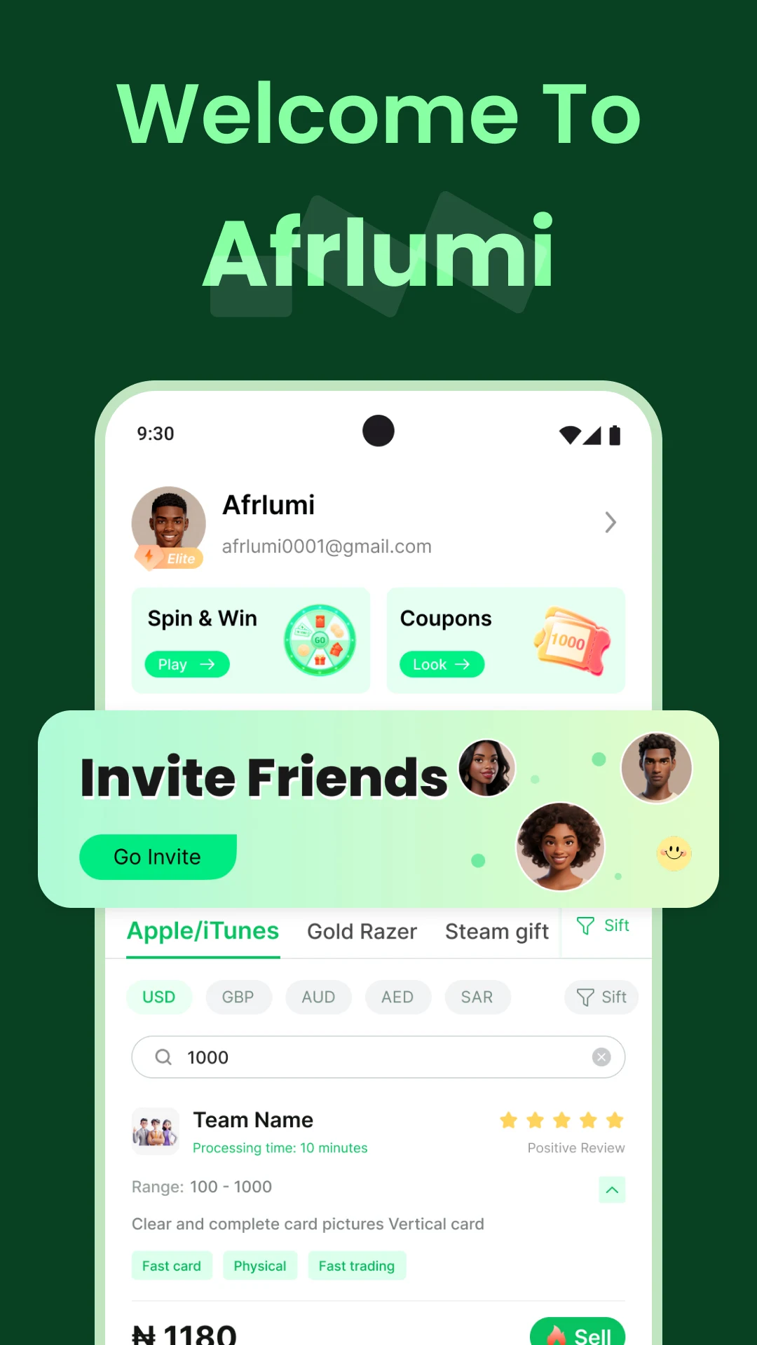 AfrLumi: Gift Cards App screenshot